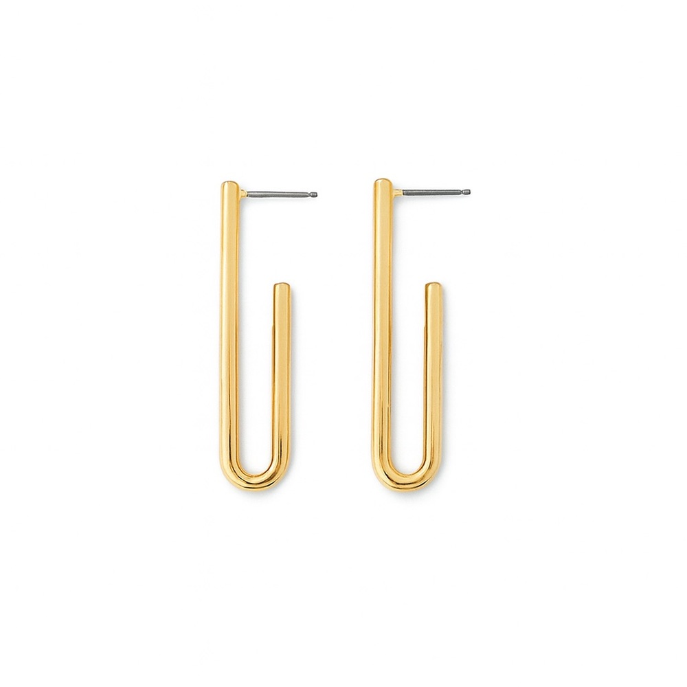 Elegant Gold tone paper clip Drop Earrings